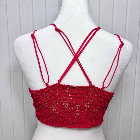 PINK Victoria's Secret CROCHET LACE Red Bra BRALETTE SIZE L - Picture 8 of 15